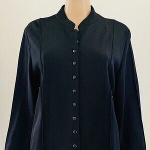 Due Per Due Black Elegant Cardigan Rayon Nylon Blend~Buttons  Size Large
